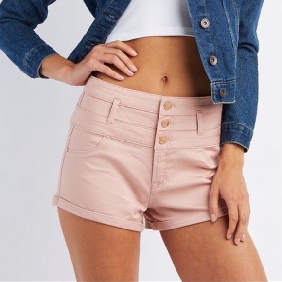 high waisted shorts pink